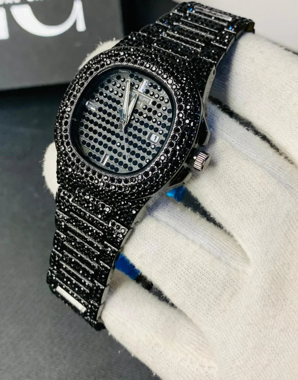 Blacked Iced Out Stain-less Steel Chain