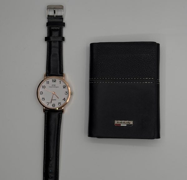 Leather wallet + Leather Strap watch
