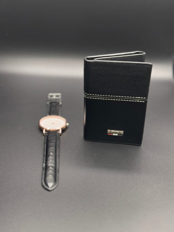 Leather wallet + Leather Strap watch
