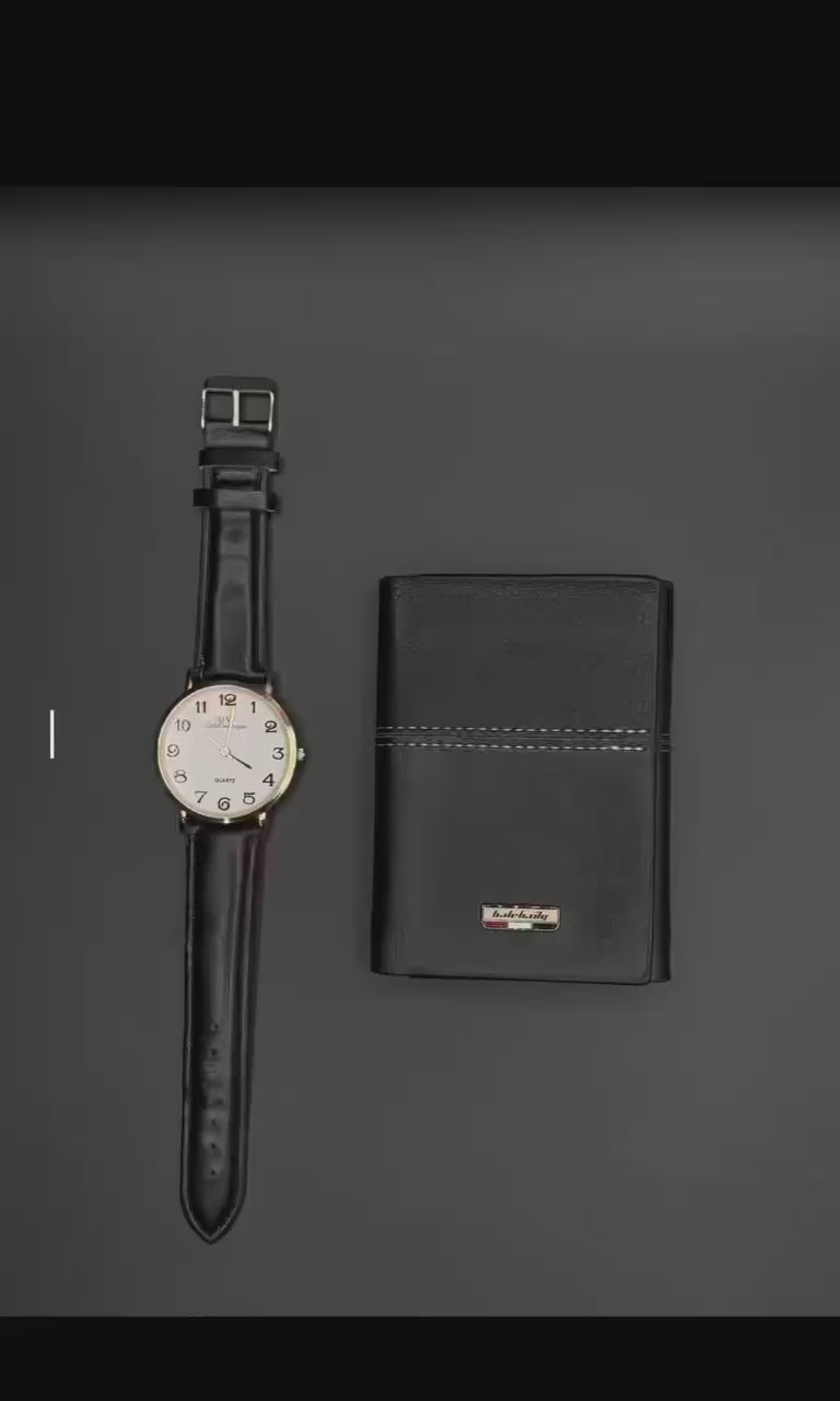 Leather wallet + Leather Strap watch